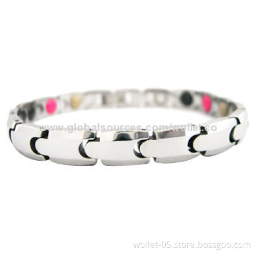 Real Cutting is Exact and Polished Shiny Tungsten Bracelet with Bio Magnet, Wholesale